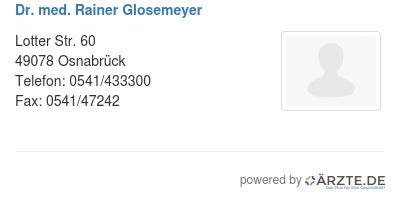 Dr. med. Rainer Glosemeyer in 49078 Osnabrück FA für Innere .